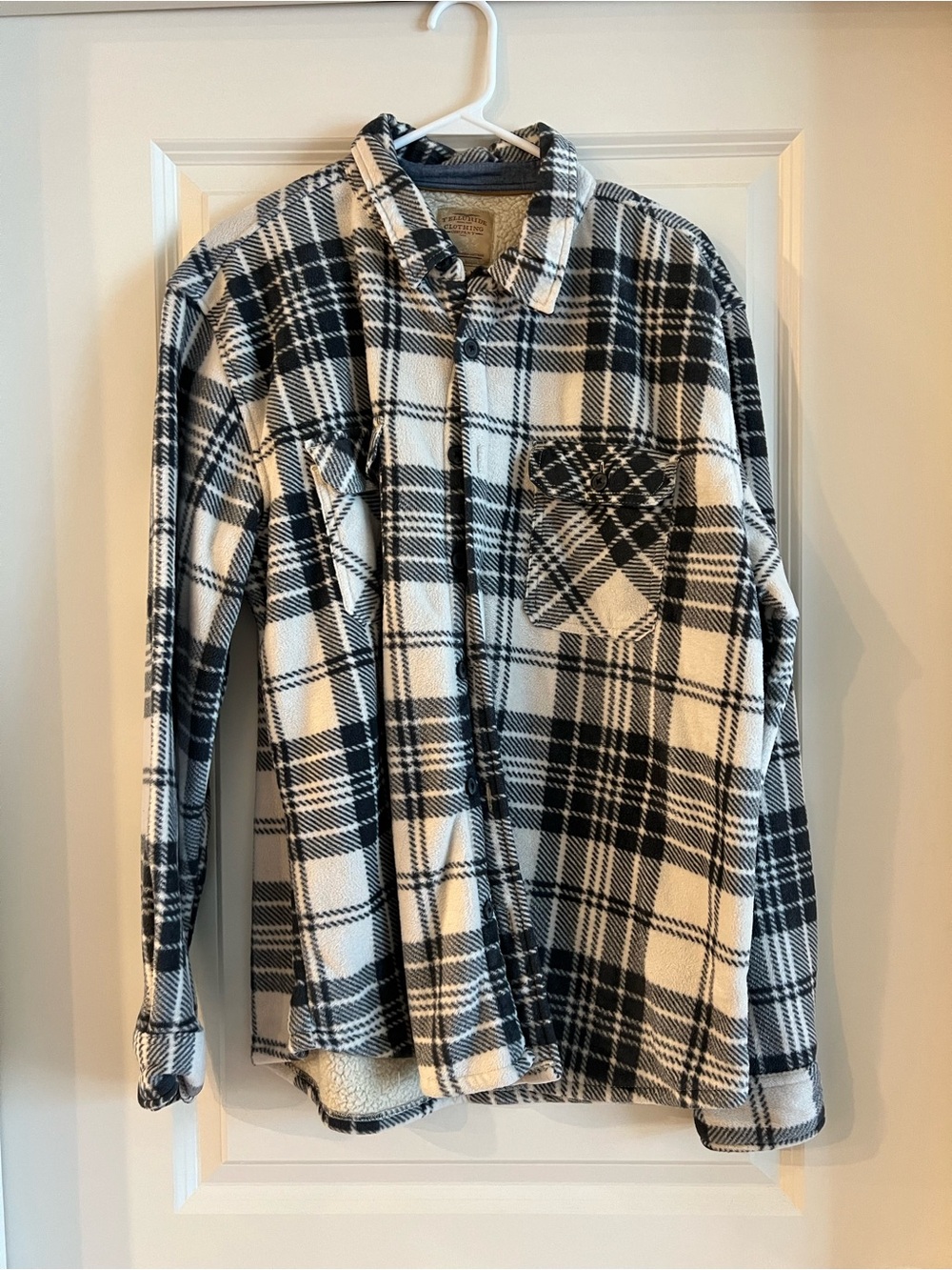 Black & White Plaid Men's Flannel Shirt Jacket